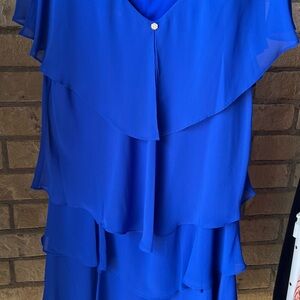 SLNY Royal Blue Layered Wedding Dress